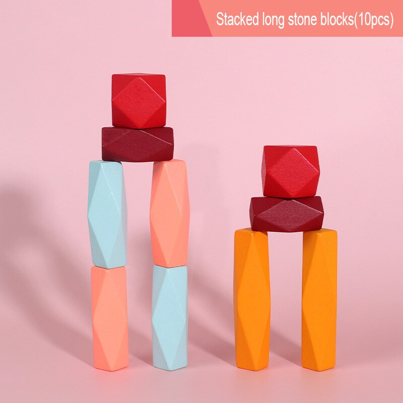 Houten Bouwsteen Gekleurde Steen Educatief Speelgoed Nordic Stijl Stapelen Spel Regenboog Steen Baby Speelgoed: Rood