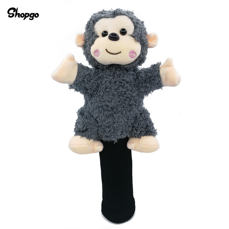Cabeza de mono Golf cubierta de la cabeza del bosque de la calle 5 colores de la historieta Animal Golf accesorios mascota novedad lindo: curly monkey black