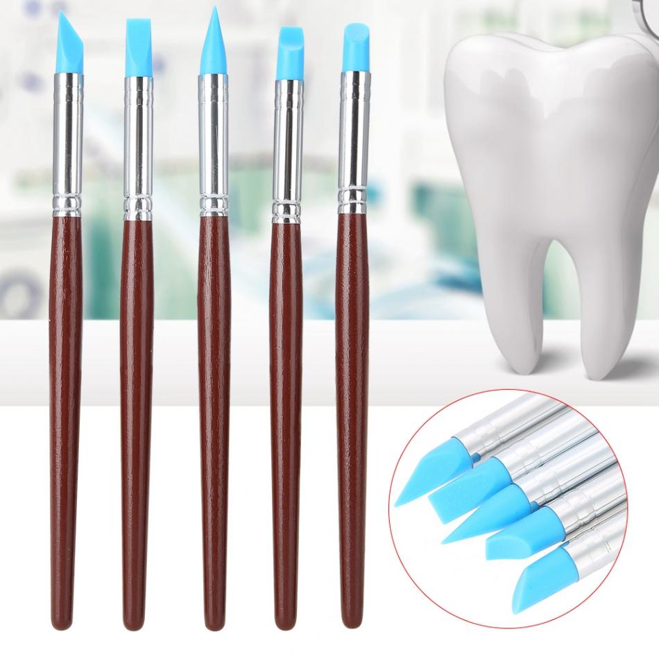 5 stk harpiks porcelæn tænder formning pen dental silikone komposit skulptur udskæring tand værktøjer til klæbende komposit cement
