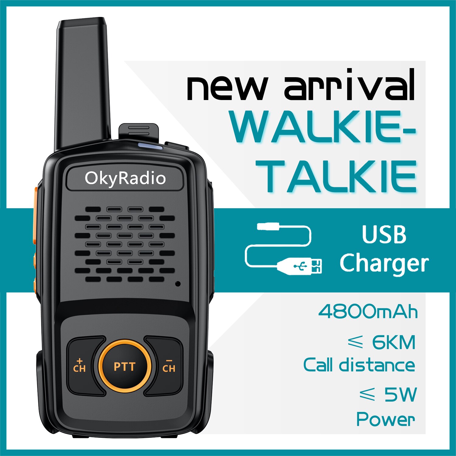 2022 4800mAh Large-capacity Walkie-talkie Waterproof Suitable Ultra Long Distance Use Walkie-talkie Multiple Environments
