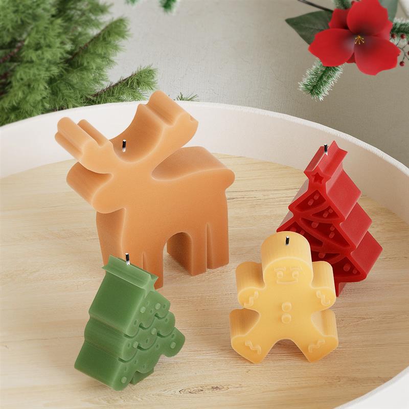 Albero di Natale Pupazzo di neve Alce Stampi per candele silicone Fai da te fatto a mano Cottura Aromaterapia Candela Stampo in resina Decorazione domestica di Natale