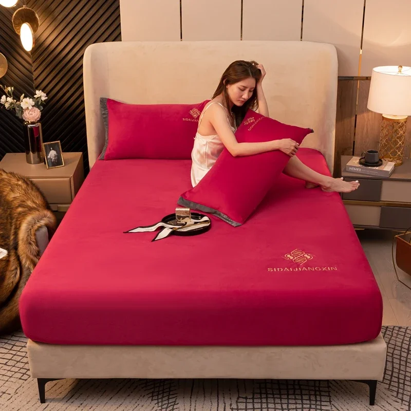 Sábana bajera de franela, Sábana doble de terciopelo, Funda de colchón gruesa, tamaño Queen/King 120/150/180 (funda de almohada vendida por separado)