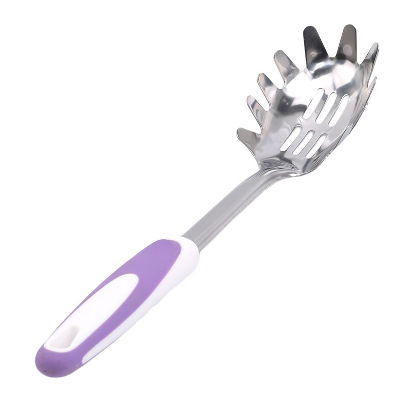 Práctico utensilio de cocina, cuchara para Pasta y fideos, cuchara de acero inoxidable para espaguetis y fideos: Púrpura