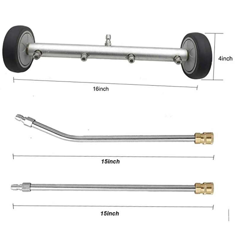 High Pressure Washer Car Wash Chassis Washer-16 inch Water Broom With 45 Degree Angle Bar 4000 PSI: Orange