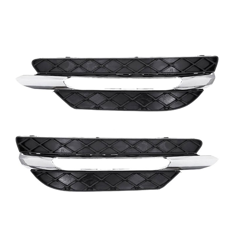 1 Pair L/R for Mercedes-Benz C-Class W204 Front Bumper DRL Grille Cover Silver Plating Lamp Hoods Decor