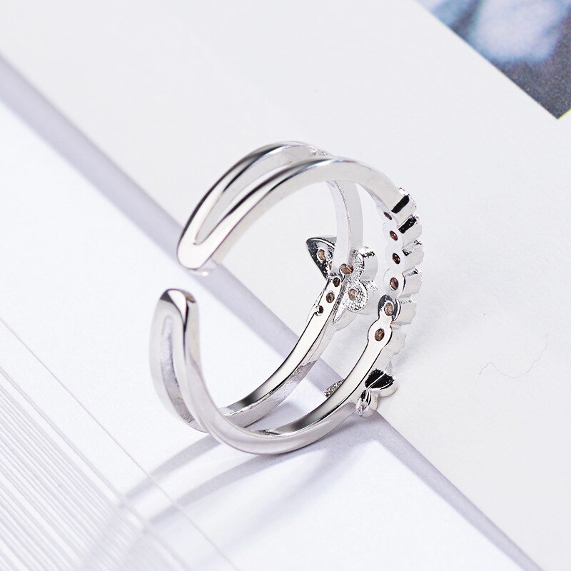 Nuovo 100% Reale Argento Colori di Grandi Dimensioni Farfalla Anelli per Le Donne Grandi Anelli di Barretta per I Gioielli unisex Uomini