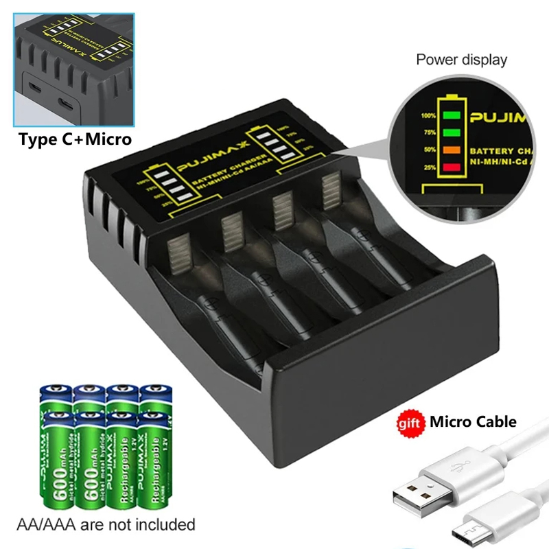 4 slot Electric Battery Charger for AAA/AA Rechargeable Battery Short Circuit Protection with LED Indicator Ni-MH/Ni-Cd charger