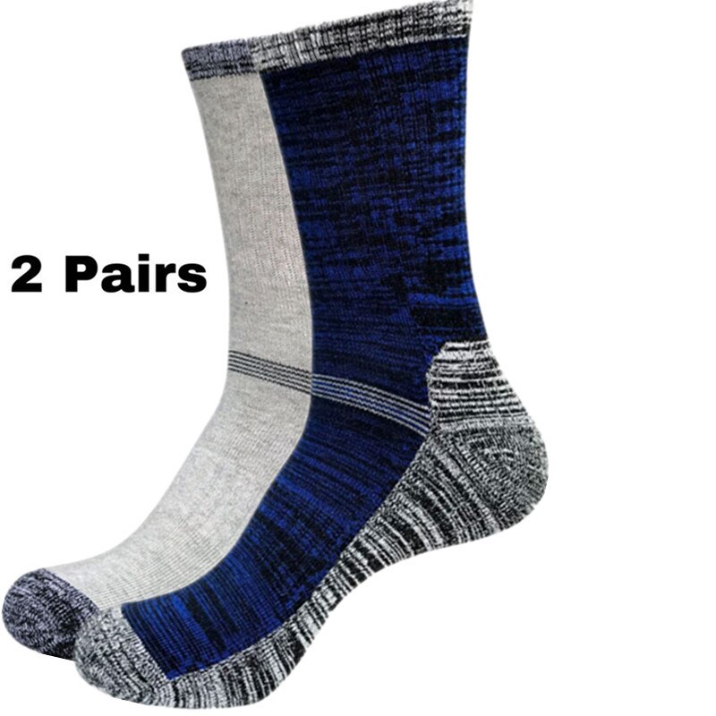 2 Paare Socken Nahtlose Thermische Verdicken draussen Sport Socken Fahrrad Schuhe Wolle Haufen Männer Schlafen Socken Für Männer EU 39-44 Meias: LightGray Blau