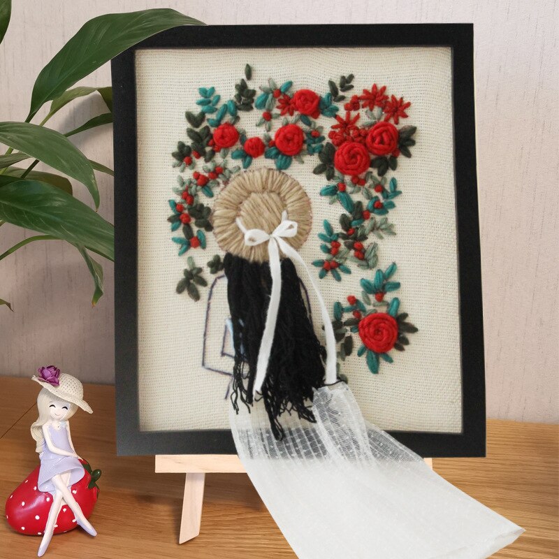 25*30Cm Moderne Diy Breien Borduren Set Handwerk Handwerkpakket Borduren Hoepel Met Frame Kunsten En Ambachten: D