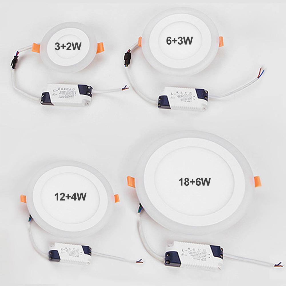 Led rund firkantet dobbelt farve led panel lys 5w 9w 16w 24w dobbelt farve akryl forsænket loft panel ned til indendørs kontor