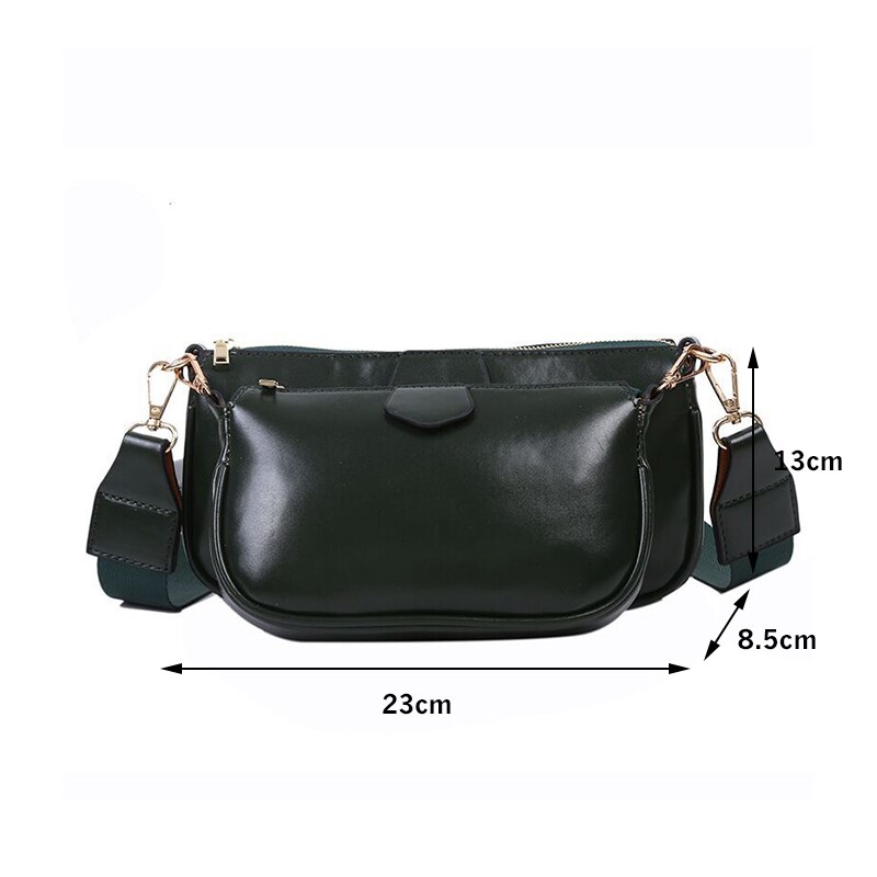 Messenger Shoulder Bags For Women With Wide Strap 3 Bags/set Female Pu Leather Handbag Purse Cross Body Bag