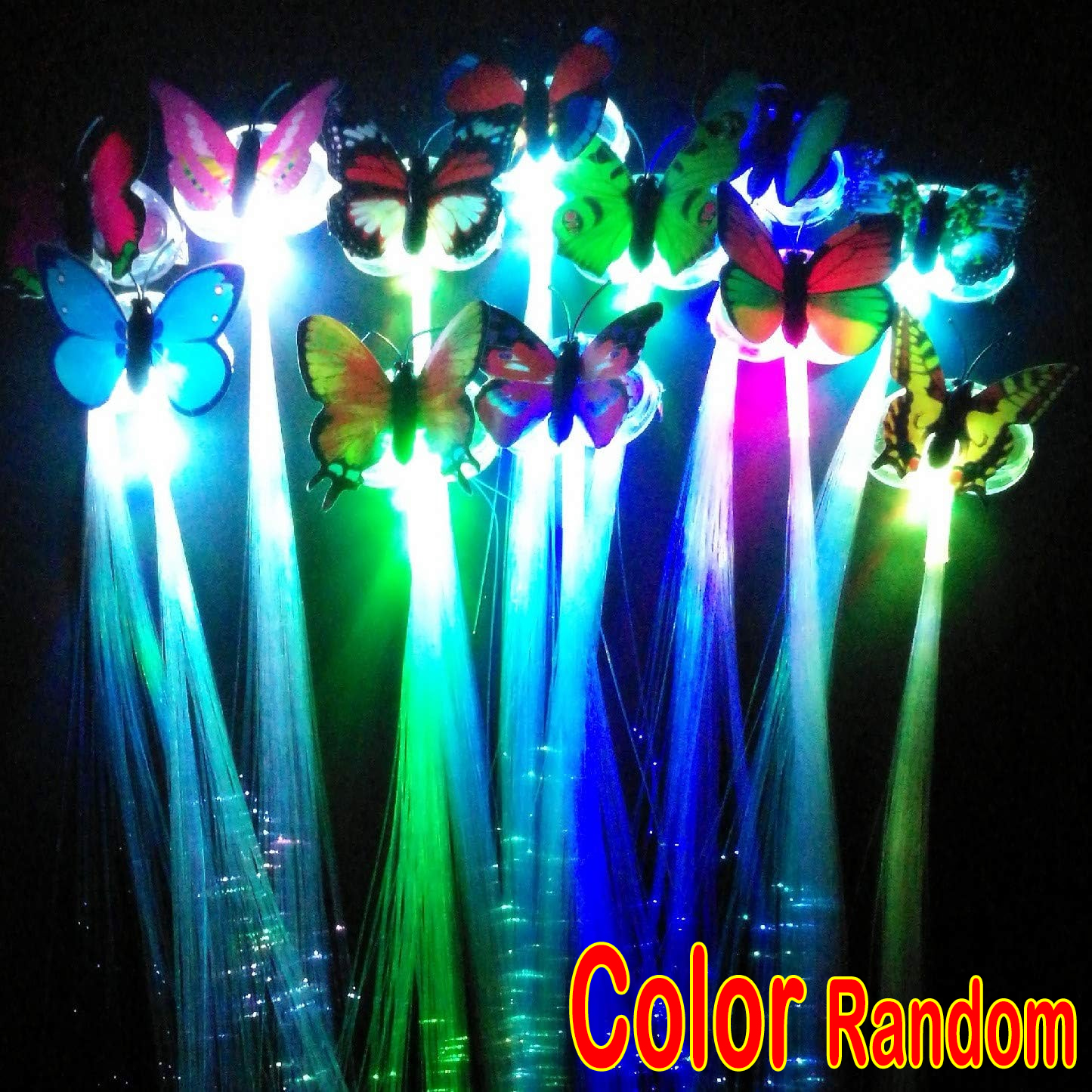 Frauen LED Haar Clips Schmetterling Leuchten Haar Geflecht Festival Haarnadeln Leuchtende Haarspangen Party Cosplay Blitz Haar Perücke Zubehör: XS / Grau