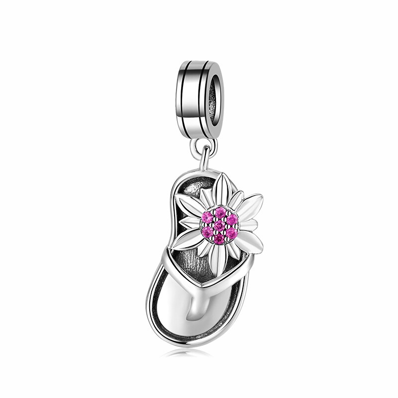 Flip-flops Metal Charm 100% 925 Sterling Silver charms for jewelry Fit Original Charms Bracelets making