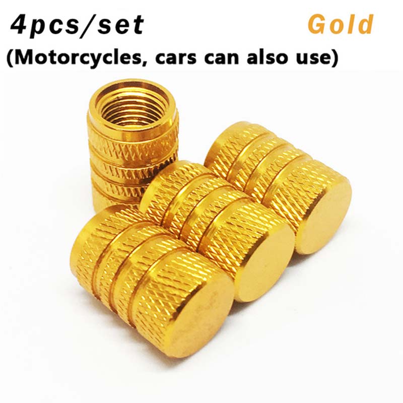 4Pcs Air Valve Cap Bike Wheel Tire Covered for Bicycle Motorcycle Car Universal Tube Tyre American Style Cap Cycling Accessories: gold