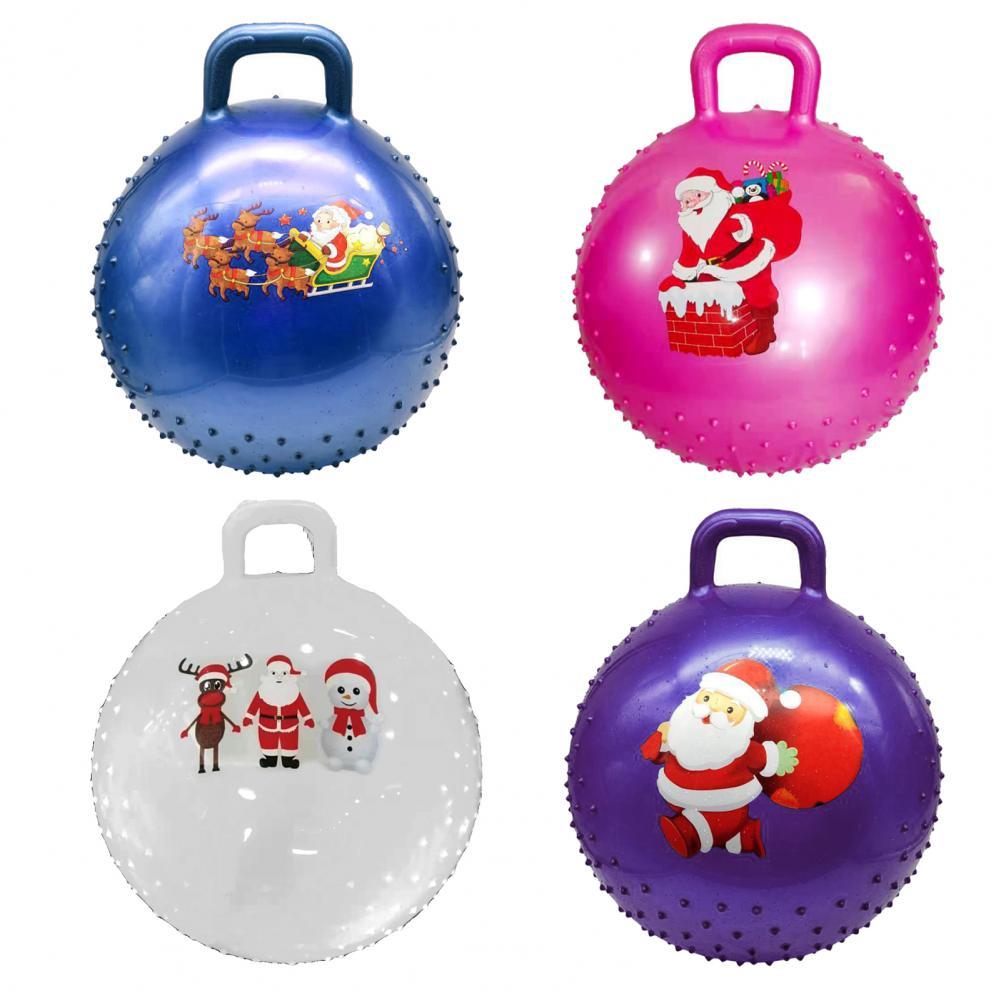 Sfera gonfiabile antisdrucciolo della tramoggia del PVC della palla della tramoggia della maniglia del PVC della palla di Yoga di tema di natale