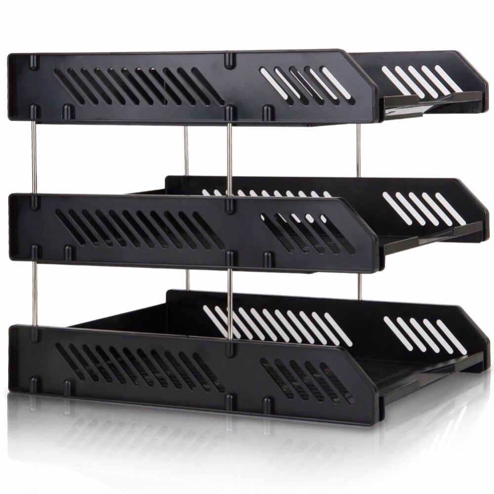 1 Pc/Pack Solid Durable 3-Layer Plastic A4-Size DIY File Tray & Magazine Organizer for Office and Home
