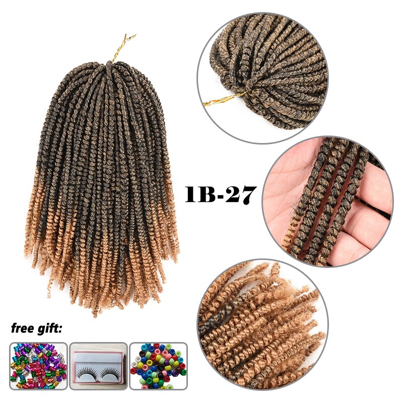 Aigemei Nubian Twist thin spring twist Crochet Hair Braids Hair-Extensions Low Temperature Flame Retardant Synthetic Fiber: T27