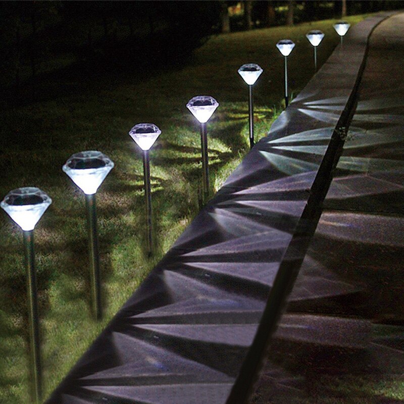 4/8 stk diamantformet solcelle led græsplæne lys farve skiftende udendørs gård have led lys jord lys lampe hvid/varm/rgb lys