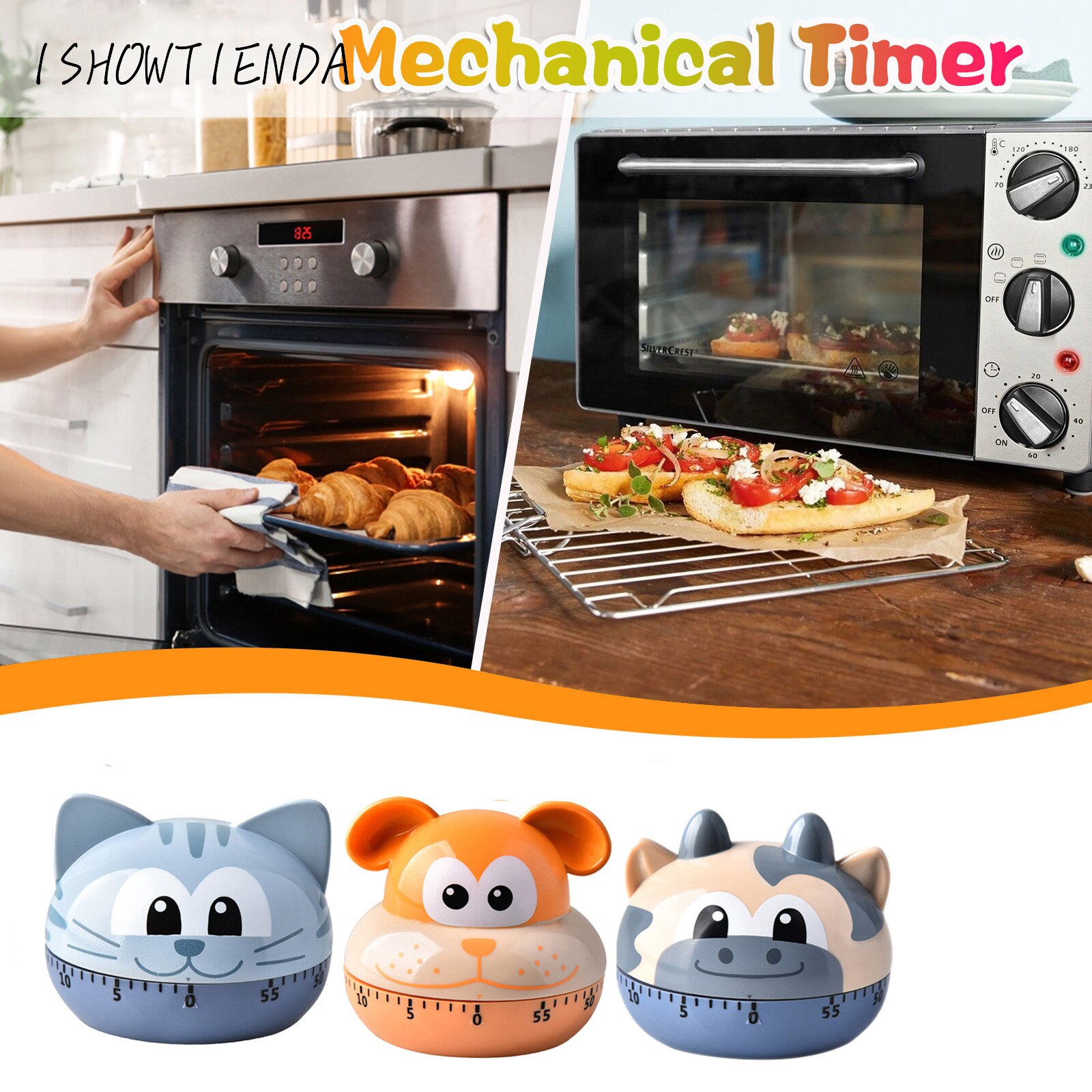 Timer cucina 60 minuti timer cartone animato Timer cucina Timer meccanico decorazione domestica bistecca fritta stufato cibo multifunzione