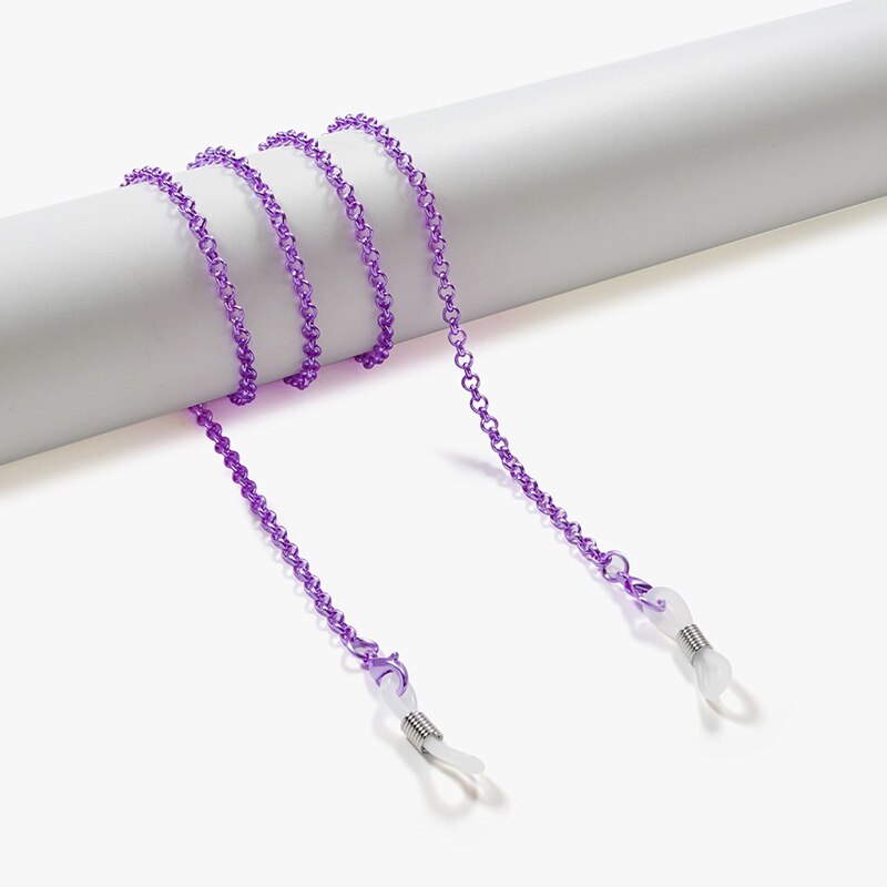 Smarte kvinder briller kæder metal solbriller lanyard slik farver læsebriller kæde briller snor holder rem reb: Lilla