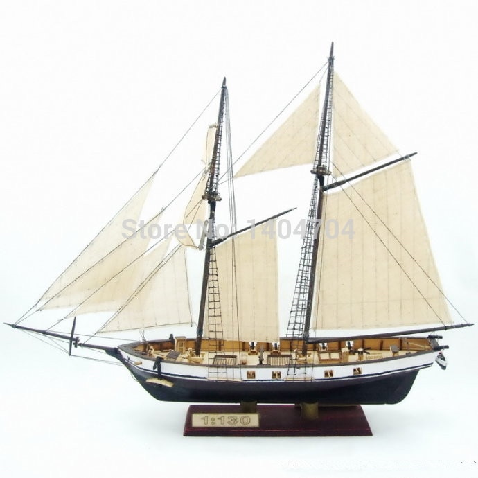 Nidale Model Hobby Zeilboot Model Kit: Harvey 1847 Westerse Houten Model & Gratis 2 Pcs Houten Vaten