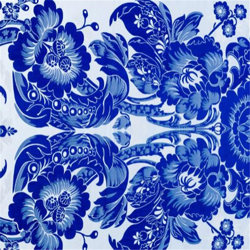 75 x 100cm blå og hvide porcelæn mønster brokade polyester jacquard stoffer til porcelænstøj: 3