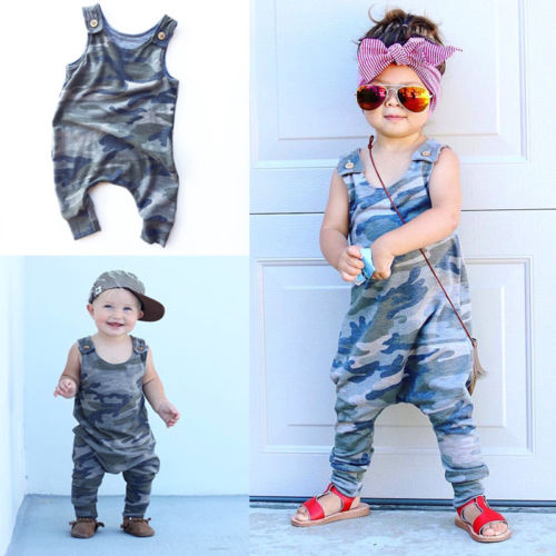 neue Sommer Camo Strampler Jungen Mädchen ärmellos Spielanzugoverall Baumwolle Neugeborenen Outfits Kleidung Heißer