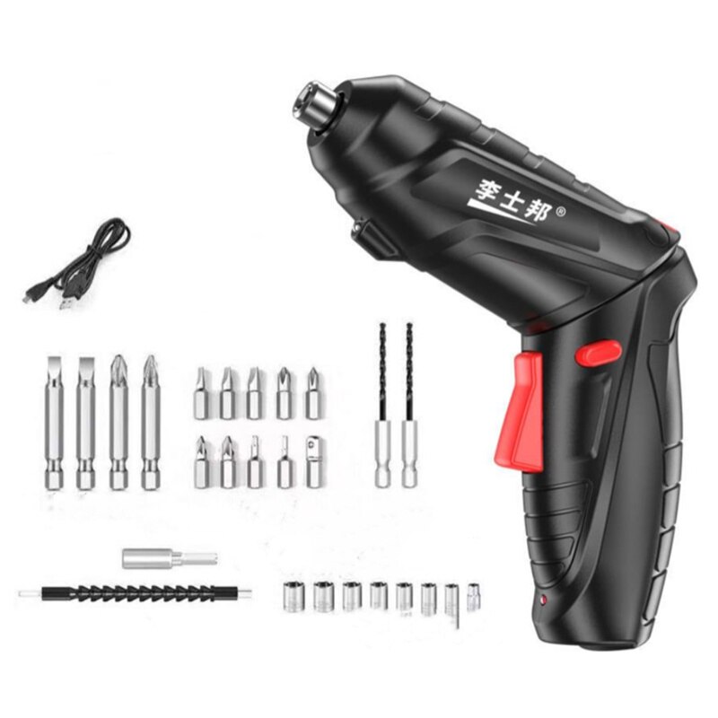 Multifunction Mini Electric Drill Home Electric Screw Driver Screwdriver Power Tool USB Charge Universal Wrench Maintain THE1203: black C