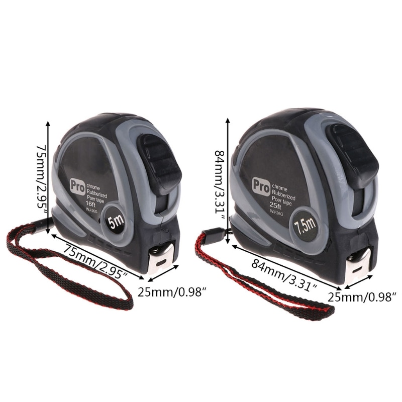 5m 7.5m Retractable Measuring Tape Measure Ruler Rubberized Metric Tape Rule