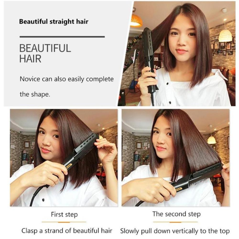 Ceramic Tourmaline Ionic Flat Iron Hair Straightener Dry&Wet Widen Panel Make Hair Silky & Shine Fast Steam Straightening Irons