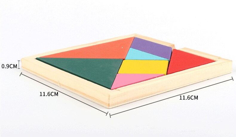 Houten Tangram 7 Stuk Puzzel Speelgoed Voor Kinderen Leren Educatief Kleurrijke Vierkante Cube Game Hersenen Intelligent Speelgoed