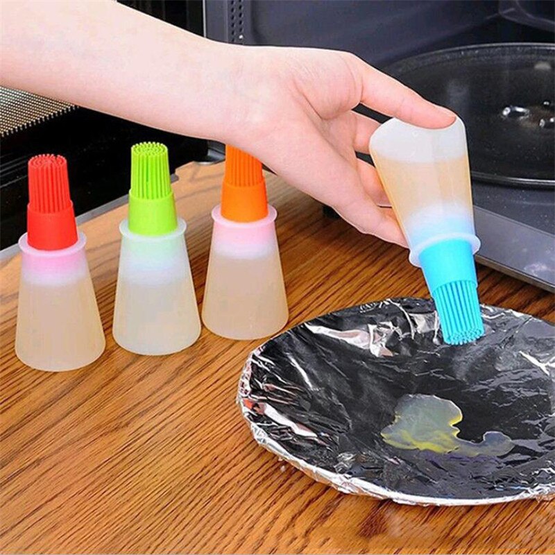 Bouteille d'huile en Silicone Portable avec brosse, brosses à huile pour Grill, huile liquide, pâtisserie, outil de cuisine pour BBQ, 1 pièces