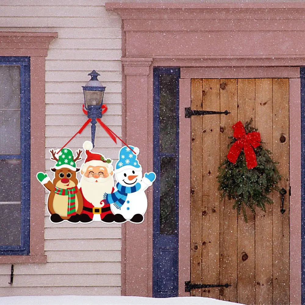 2024 Kerst Deurhanger Nieuwjaarsfeest Hangers Kerstman Sneeuwpop Elanden Papieren Banner Vrolijke Kerstdecoratie voor thuis
