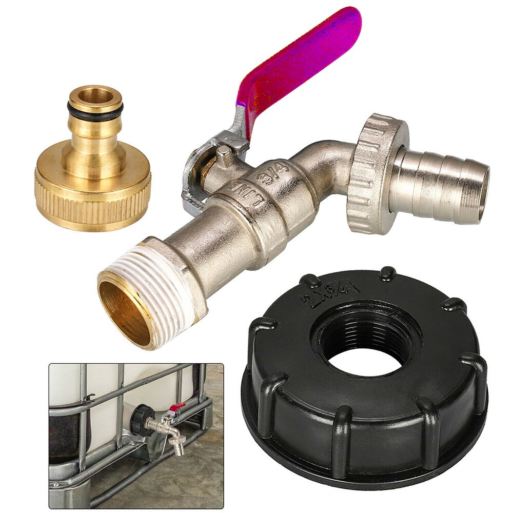 S60x6 Brass Outlet Tap Internal Thread Connection IBC Tank Tap Adapter Elements Replace IBC Drain Ball Valve For 1000 Liter