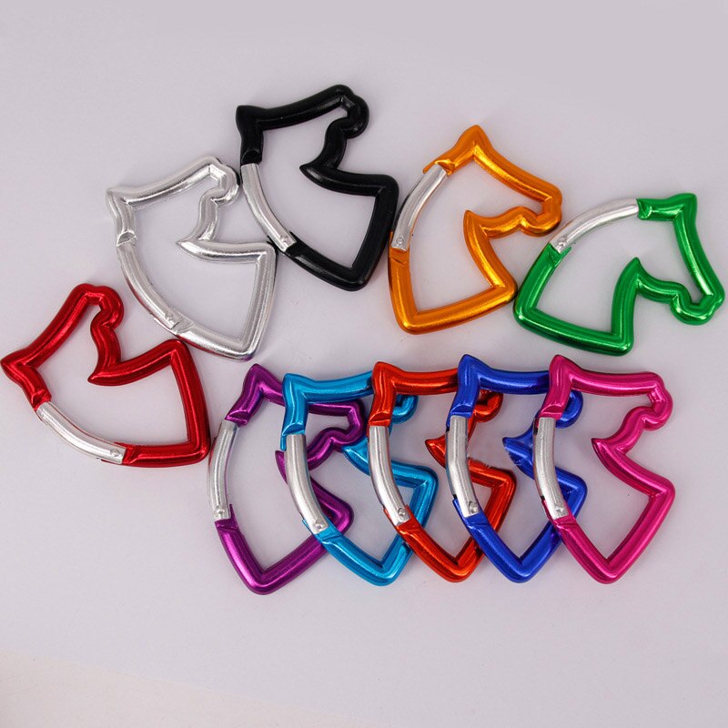 20Pcs Vis Paard Bone Vormige Aluminium Legering Karabijnhaak Reizen Outdoor Sleutel Sleutelhanger Waterfles Gesp Karabijnhaak: Horse