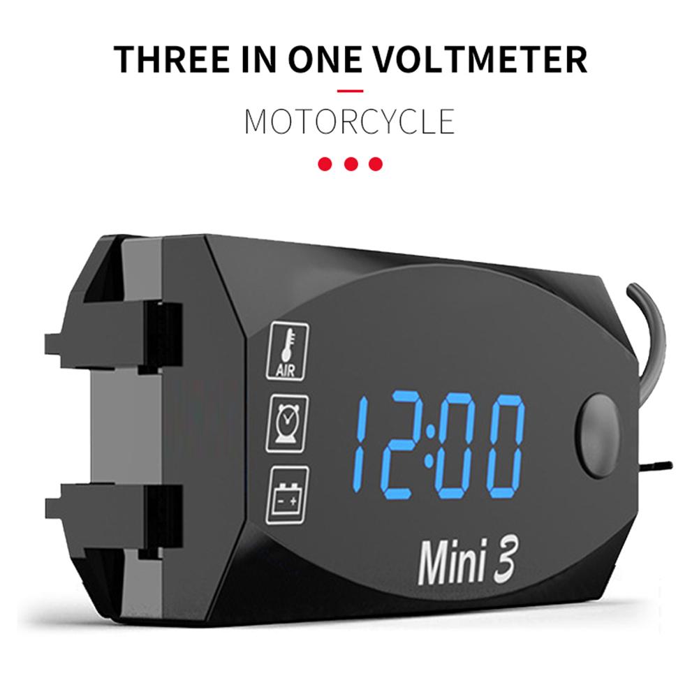6v-30v 3- i -1 voltmeter til motorcykel elektrisk køretøj ur multifunktionelt vandtæt ledet ur med digital skærm