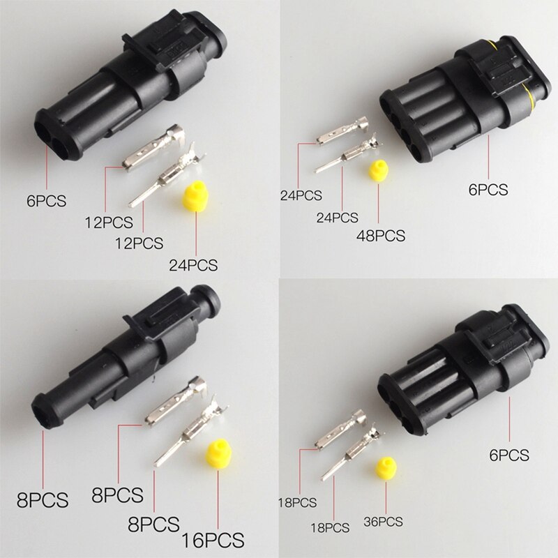 Waterproof Automotive Wire Connector Plug 1-6P With Fuse Electrical Equipment Female Male Way AMP Super Seal