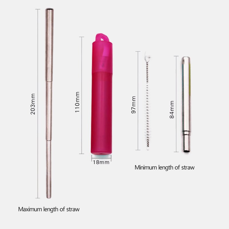 18/10 Reusable Telescopic Drinking Straw Portable straw For Travel Collapsible Metal Drinking Straw With Brush Stainless Steel: 7