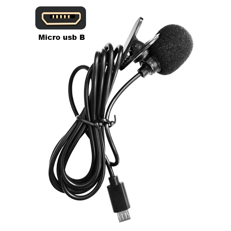 Micrófono externo de alta fidelidad para cámara de acción deportiva, Cable conector Micro USB, longitud de 1,5 M, V39, V316: Color negro