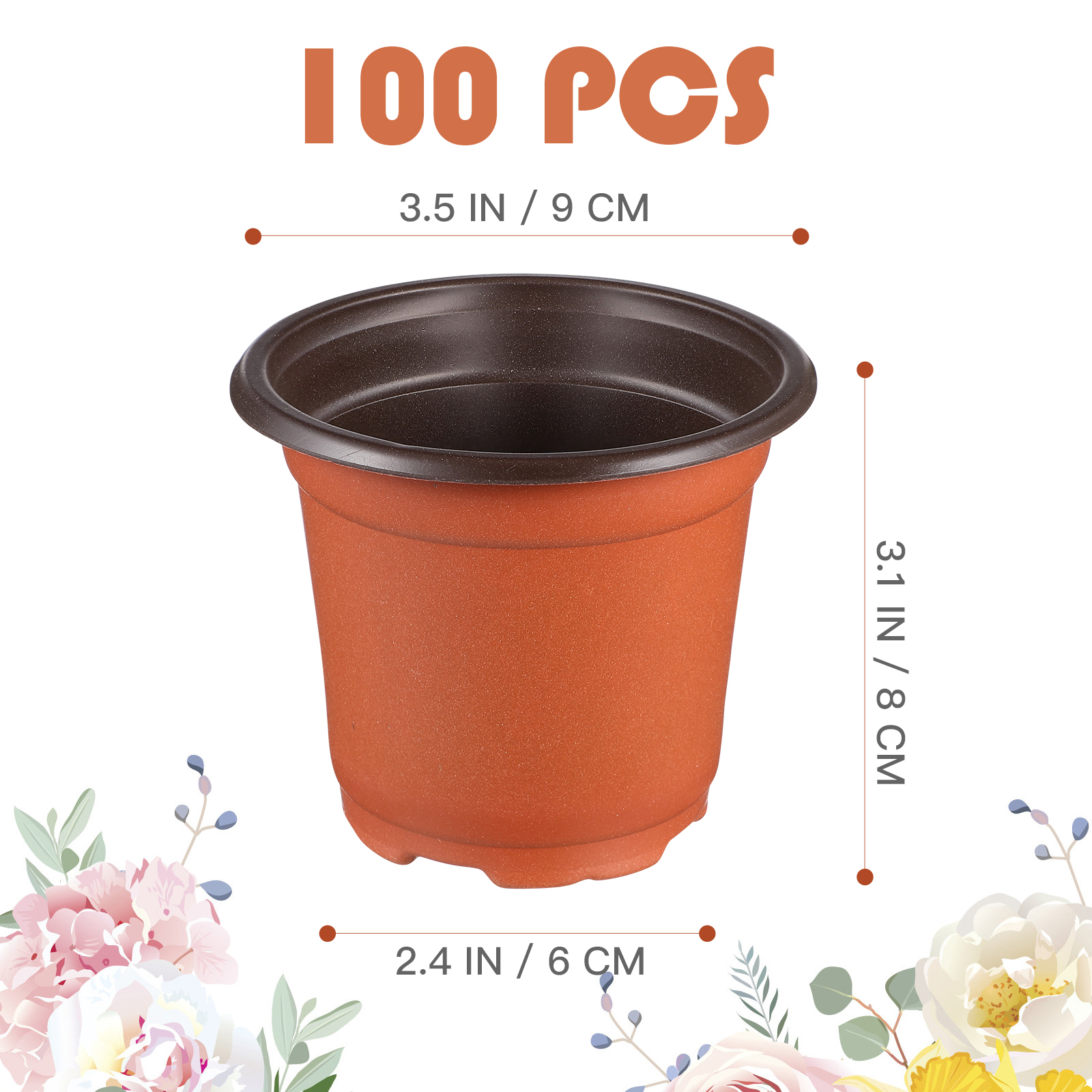 100 stk. plastik urtepotter minimalistiske beholdere drænhul til skrivebord bogreol balkon haveplanter letvægts