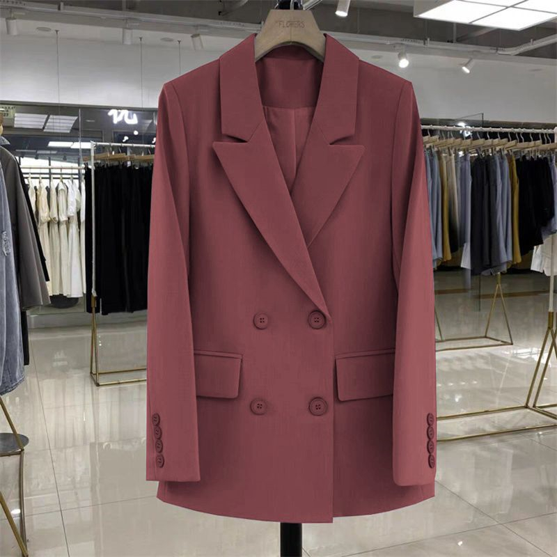 Dameblazer dobbeltradet kontortøj jakkesæt frakker jakker langærmet flaplommer elegant dameovertøj: Xl / Sort