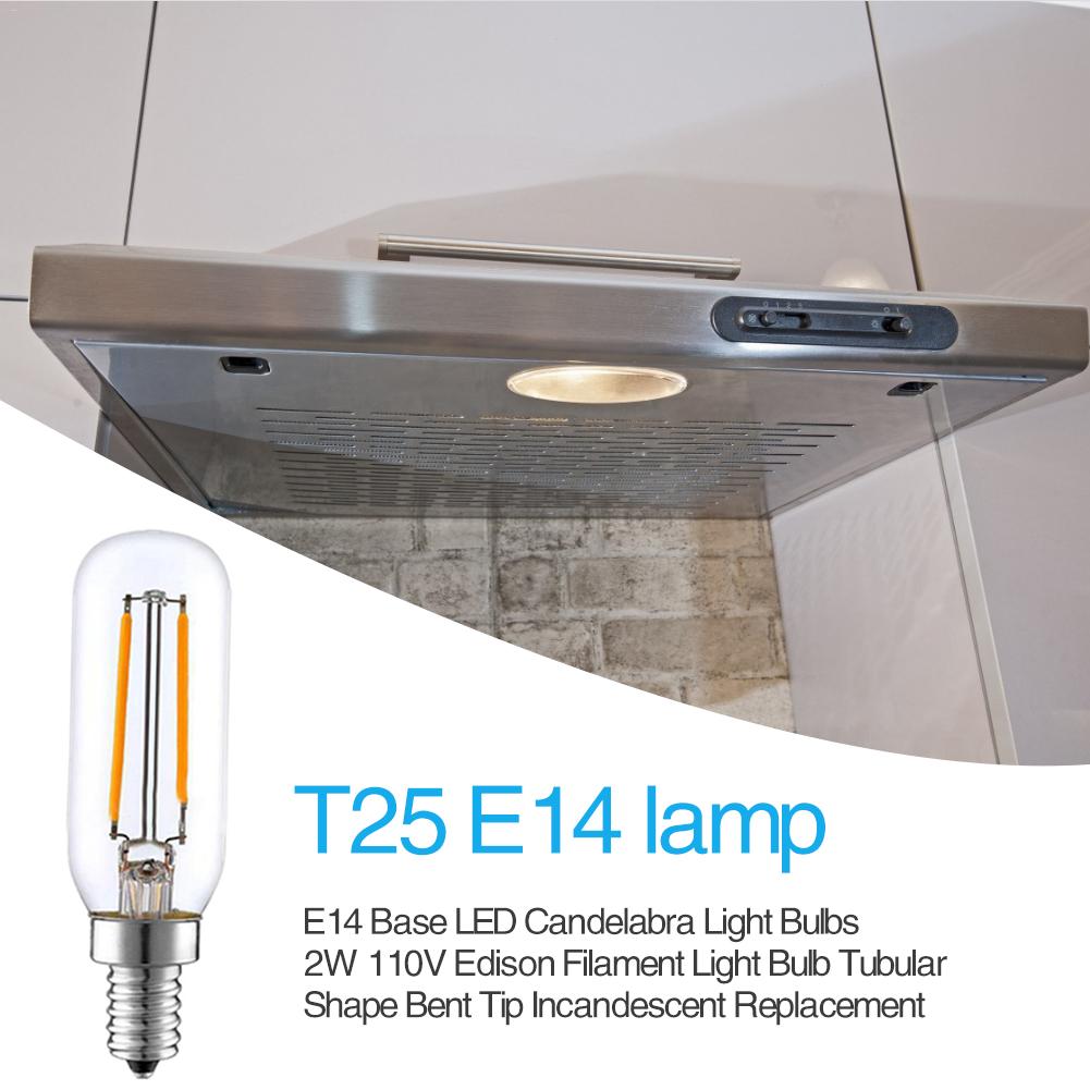 E14 Base LED Kandelaar Lampen 2W 110V Edison Gloeidraad Gloeilamp Buisvormige Vorm Gebogen Tip Gloeilamp Vervanging