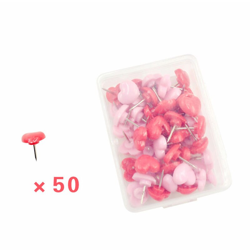 50Pcs Mini Pink Red Heart Push Pins Cute Heart-shaped Push Pin Thumbtack For School Office Supplies Kids Decorative Drawing Pins: Default Title