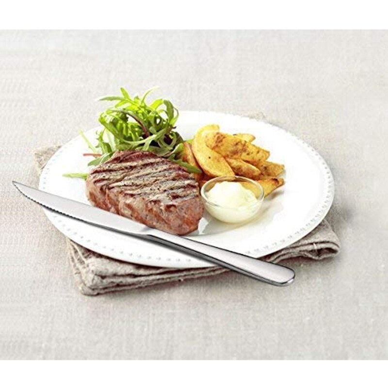 Chef with Heavy-Duty Stainless Steel Dinner-Tipped Steak Knife 8 Pieces Perfect for Commercial Kitchen-Grill Wedding - Dinner -