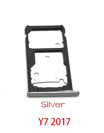 5 Stks/partij Micro Nano Sim Card Holder Tray Slot Houder Adapter Socket Voor Huawei Y7 Y6 Pro P Smart: Y7 2017 Silver