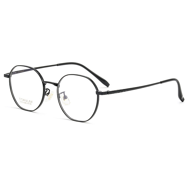 Pure Titanium Glasses Frame For Women Style with Spring Hinges Full Rim Optical Eyewear Ultralight Myopia: black