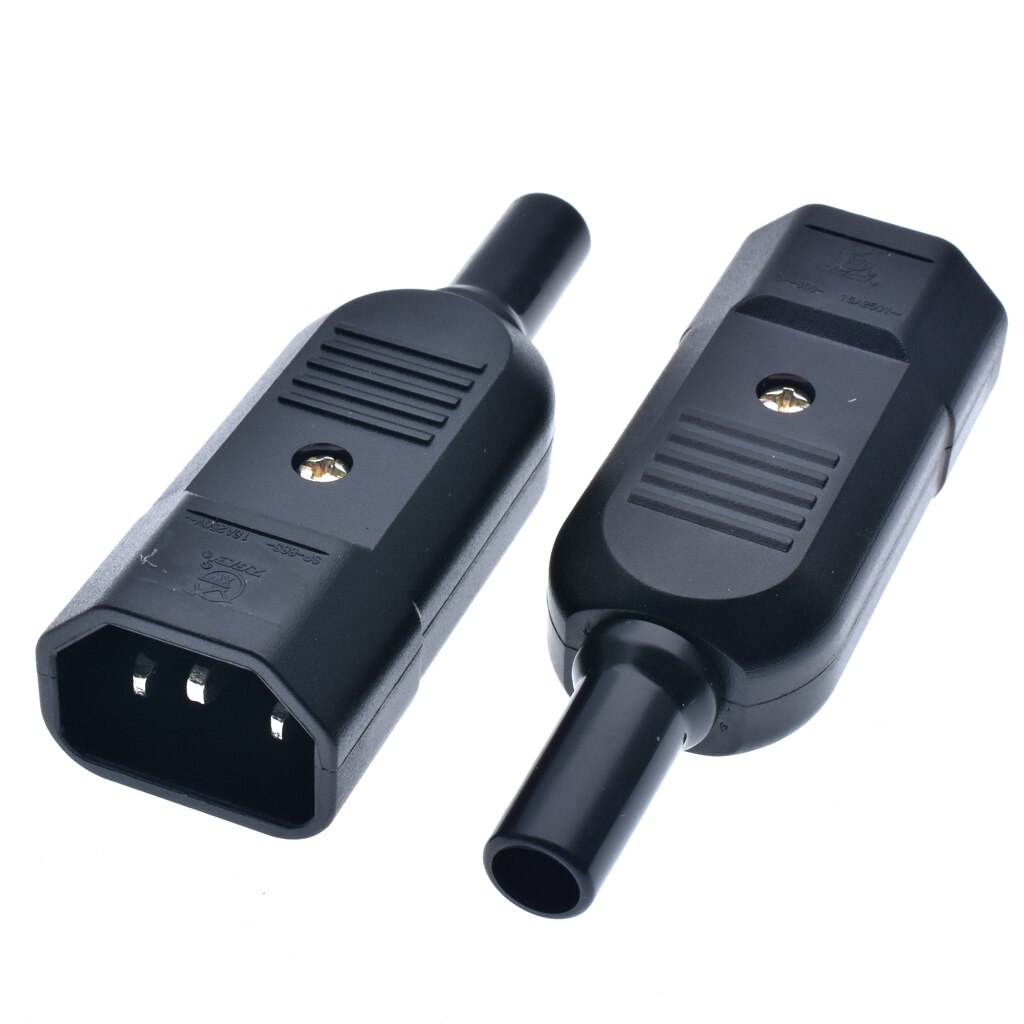 Iec 320 c14 hannplugg til  c13 hunnkontakt strømkontakt  ac 250v 16a