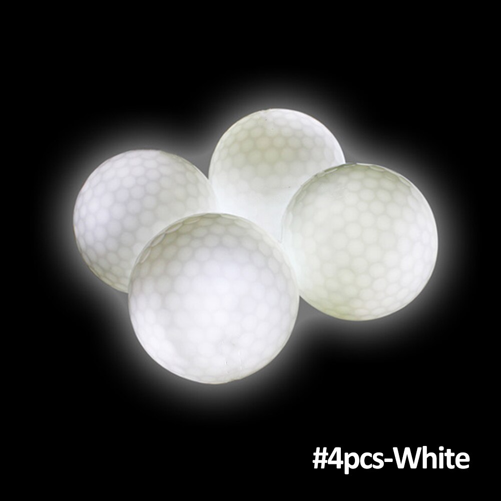 4 Pcs/Pack Night Flashing LED Golf Ball In The Dark Light Up High Hardness Waterproof Golf Practice Balls Training Supplies: white