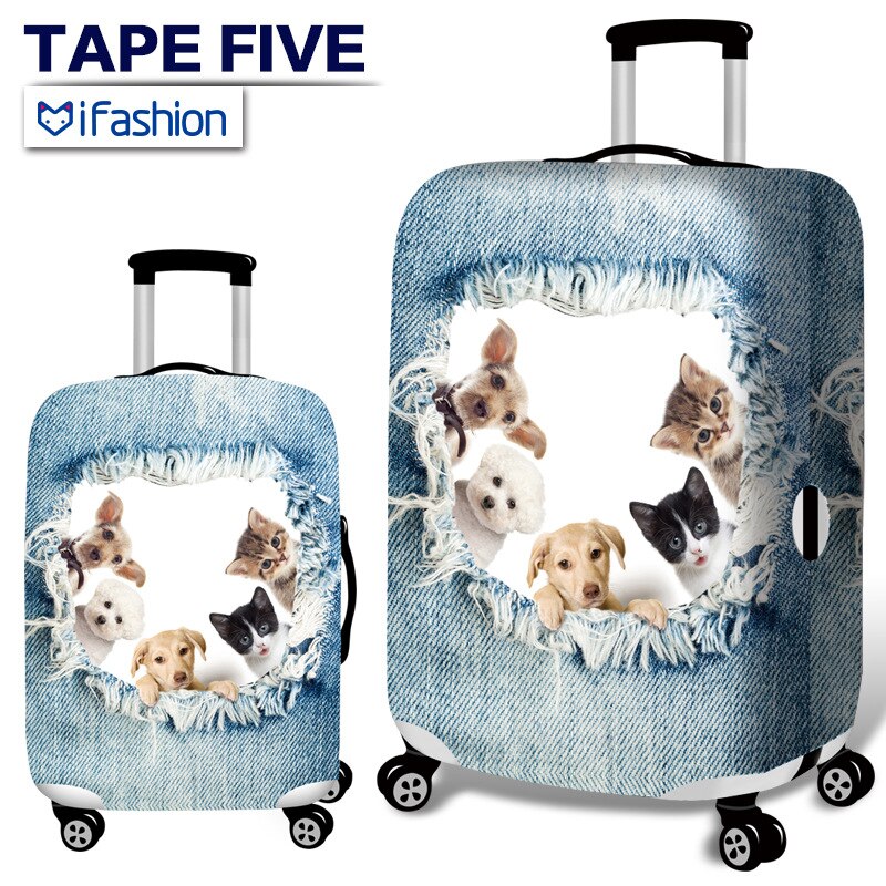 Luggage Cover Suitcase - Animal Print - Elastic Fabric - for 18-32 inch Suitcases: Clear / M