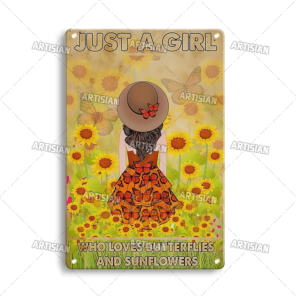 Artisian Tuin Metalen Poster Plant Tin Teken Meisje Decoratieve Plaque Wall Decor Garage Bar Pub Club Hotel Keuken Thuis Man cave: Marineblauw